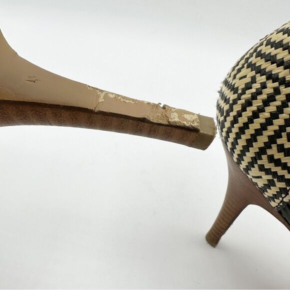 EUC Madewell Marcel Black Leather Sandals w/Woven Raffia Heels Sz 8.5 - Picture 12 of 16